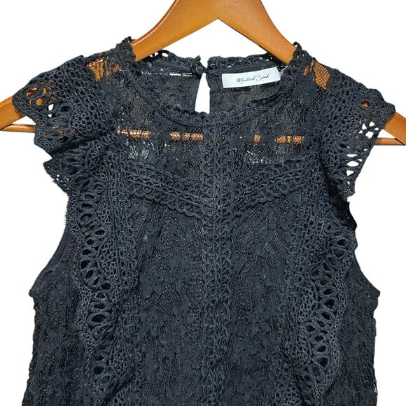 Mustard Seed Womens S Black Lace Sleeveless Coquette Feminine Romantic Boho - Picture 8 of 11